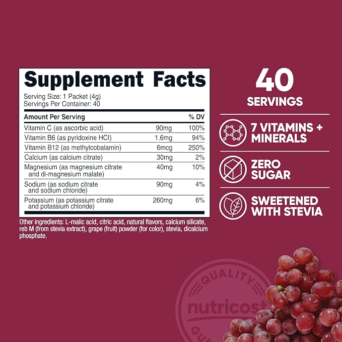 Nutricost Electrolytes Complex, Grape Flavored, 40 Stickpacks - Image 2
