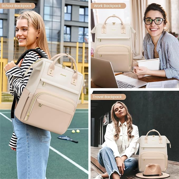 LOVEVOOK Leather Backpack for Women, 17 inch Laptop Backpack, Professional Work - Image 7