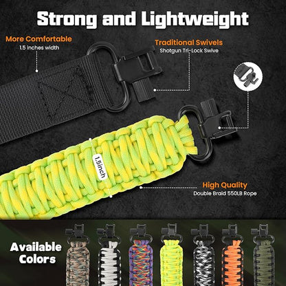 Double Braide 550LB Shotgun Sling 2 Point Paracord Rifle Sling, Non-Slip - Image 2