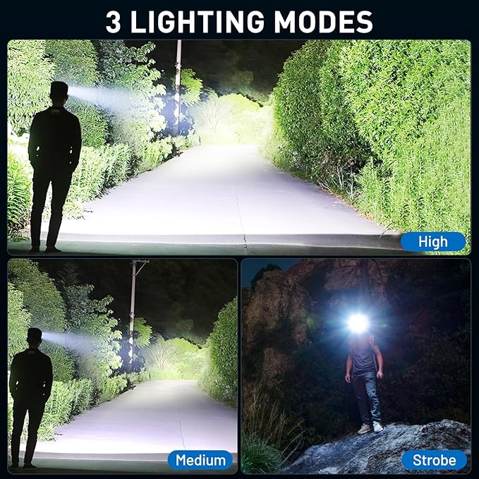 crazybrace Rechargeable Led Headlamp 2Pack, 99000 Lumen Super Bright Head Lamp - Image 3