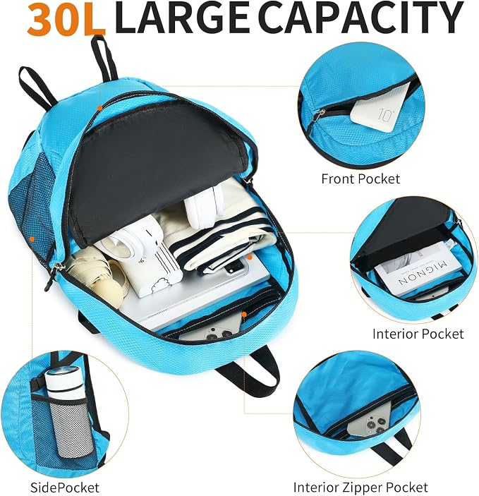 Small Hiking Backpack 35L Travel Lightweight Hiking Packable Daypack - Image 7