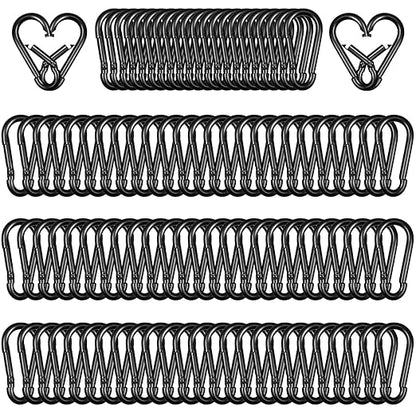 100 Pack 1.57" Heavy Duty Carabiner Clips, M4 Black Galvanized Steel Spring by SEUNGCH
