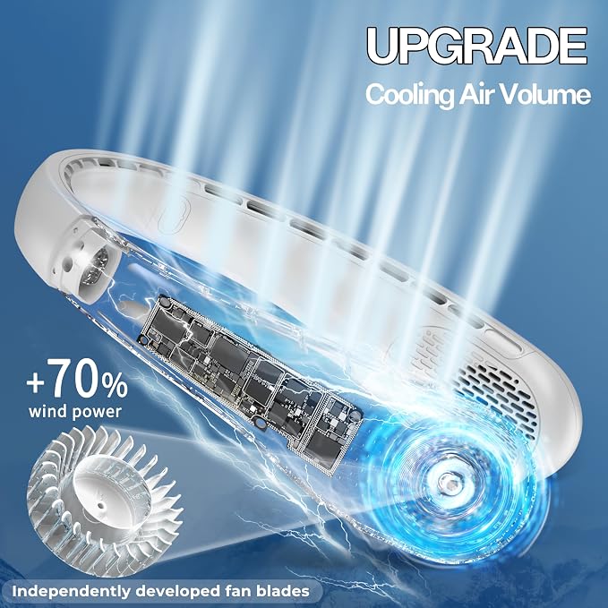 KIDEE Neck Fan, Portable Fan, Neck Fans Rechargeable, Upgraded LED Display - Image 3