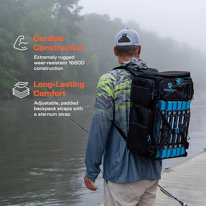 Evolution Fishing Drift Series Tackle Backpack, Outdoor Rucksack w/ 6 Fishing - Image 4