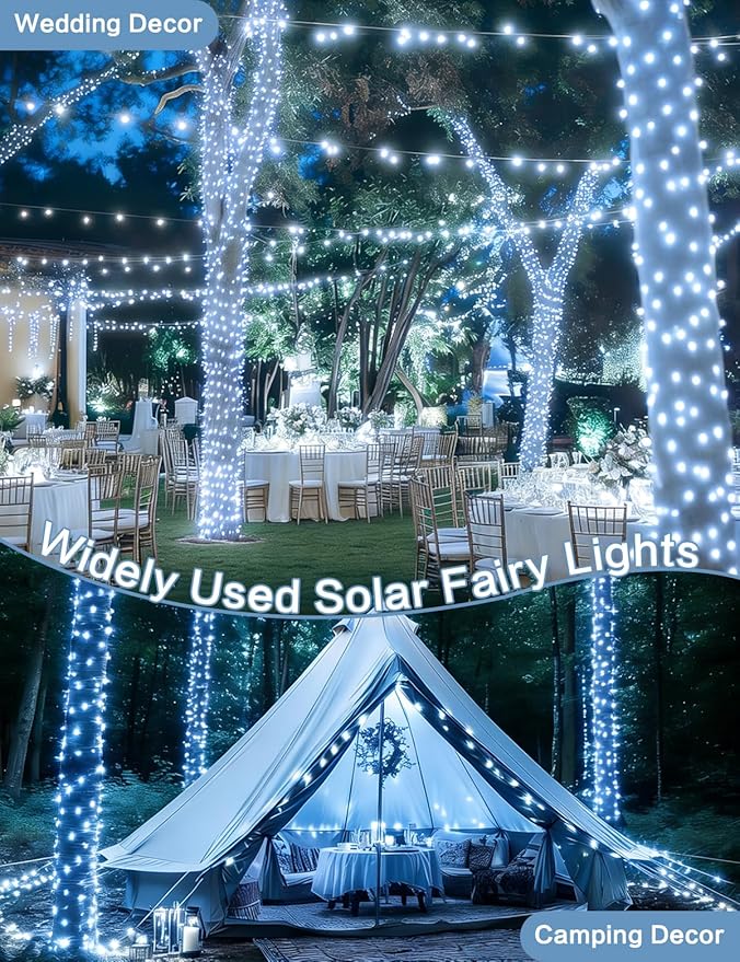 Solar String Lights Outdoor, Upgraded 2-Pack 80FT 200 LED Solar Twinkle Light - Image 2