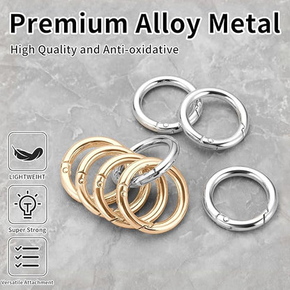 Gkeygo Key Ring Clip, 4/5 Inch Keychain Rings, 8 Pack Round Carabiner Clip - Image 2