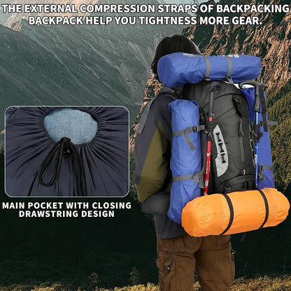 75L Hiking Backpack with Rain Cover Waterproof Camping Backpack Shoes Warehouse - Image 3