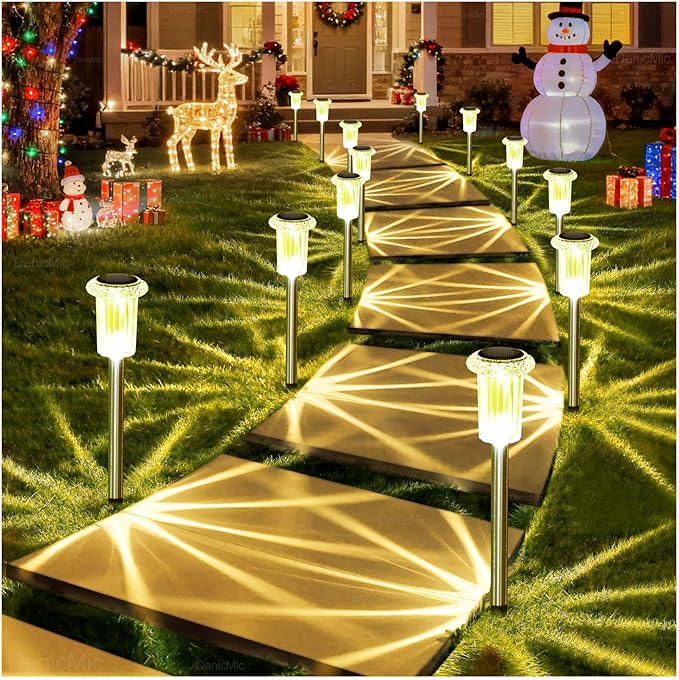 DenicMic Solar Lights Outdoor 10 Pack Waterproof 3000K Warm White LED Stainless - Image 9