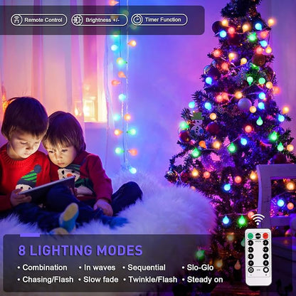 JMEXSUSS 100 LED Battery Operated Christmas Lights Indoor Outdoor Waterproof - Image 6