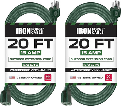 Iron Forge Cable 2 Pack Weatherproof 20 Ft Outdoor Extension Cord by IronForgeCable