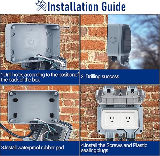 Outdoor Power Outlet Box with 32.8Ft Extension Cord, NEMA 5-15R, STW 14 AWG - Image 5