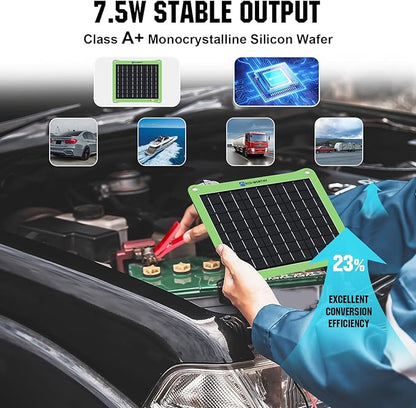 ECO-WORTHY Upgrade 7.5W Solar Car Battery Charger Maintainer 12V Waterproof - Image 3