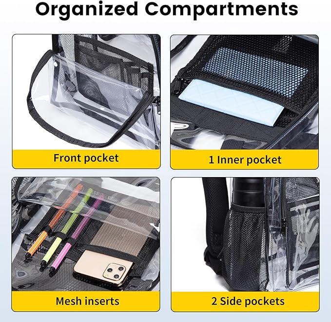 Vorspack Clear Backpack Heavy Duty PVC Transparent Backpack Extra Large Clear - Image 4