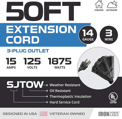 Iron Forge Cable 14 Gauge Outdoor Extension Cord 50 Ft - Image 2