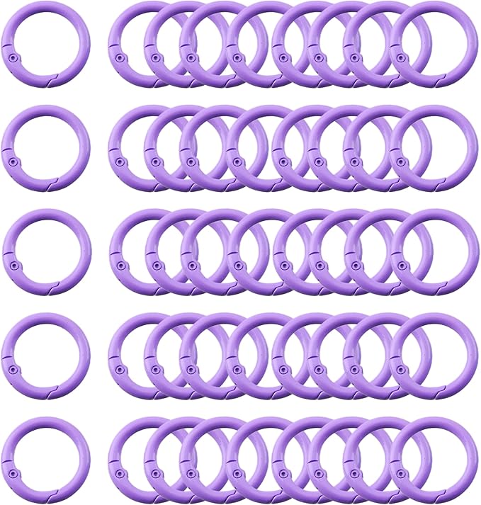 Carabiner Clip 48Pcs Purple Metal Key Ring Clip Circle Keychain Rings Bulk by KJMLDIY