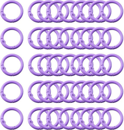 Carabiner Clip 48Pcs Purple Metal Key Ring Clip Circle Keychain Rings Bulk by KJMLDIY