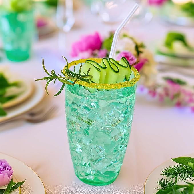 Kate Aspen Hammered Teal Plastic Drinking Glasses Set of 8, 23 oz, Acrylic - Image 2