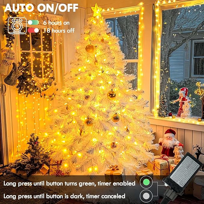 288FT 800LED Extra-Long String Lights Indoor Outdoor Clear Wire, Warm White - Image 5