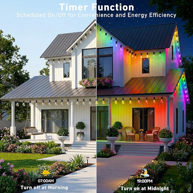 Outdoor String Lights, 200FT Smart RGB+IC Patio Lights - Image 7