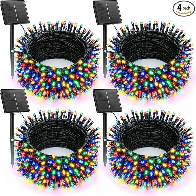Brightown Solar Christmas Lights Outdoor, 4 Pack Total 184FT 480 LED Solar by Brightown