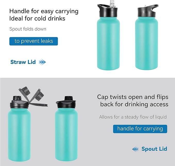 VEGOND 32 oz Insulated Water Bottle Stainless Steel Metal Water Bottles - Image 5
