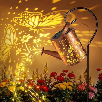 Ollny Solar Watering Can with Cascading Lights Outdoor Garden Decor, Birthday by Ollny