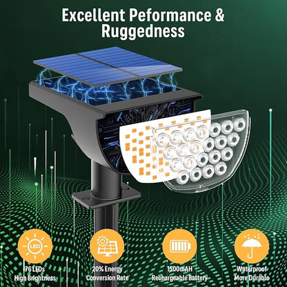 GKGG Solar Lights Outdoor Waterproof IP65, Solar Powered 76 LED 3 Lighting - Image 2