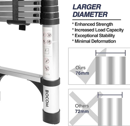 BOCOM 12.5 FT Aluminum Telescoping Ladder, Lightweight Multi-Purpose - Image 2