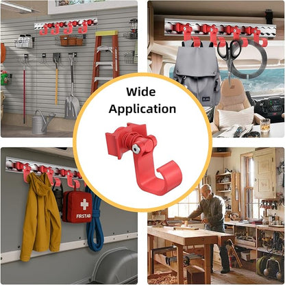 4 Pack L Track Hooks with Single Stud Fitting, Spring-Loaded Adjustable Gear - Image 5