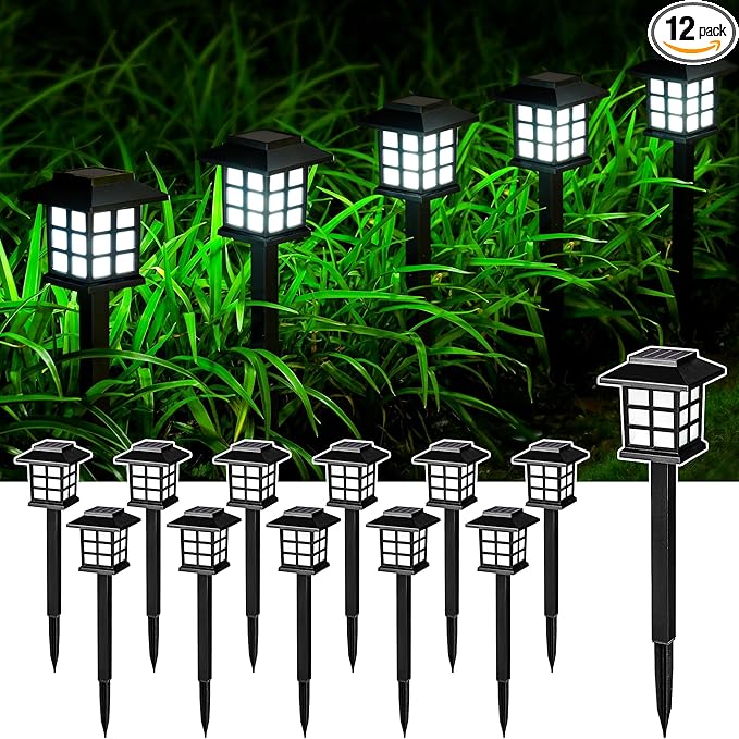 SOLPEX Solar Outdoor Lights, 12 Pack Path Lights, Walkway Light Outdoor by Solpex