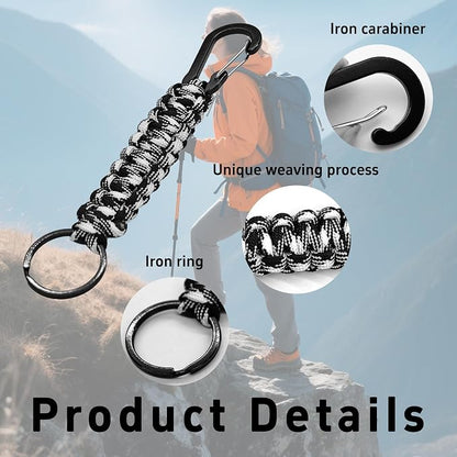 3PCS Paracord Keychain with Carabiner Clip, Braided Rope Key Chain Lanyard - Image 4