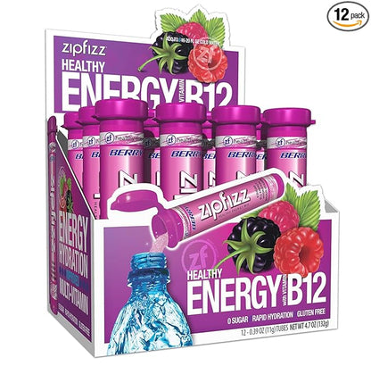 Zipfizz Daily Energy Drink Powder, 12 Pack | 3-in-1 Sustained Energy, Rapid by Zipfizz