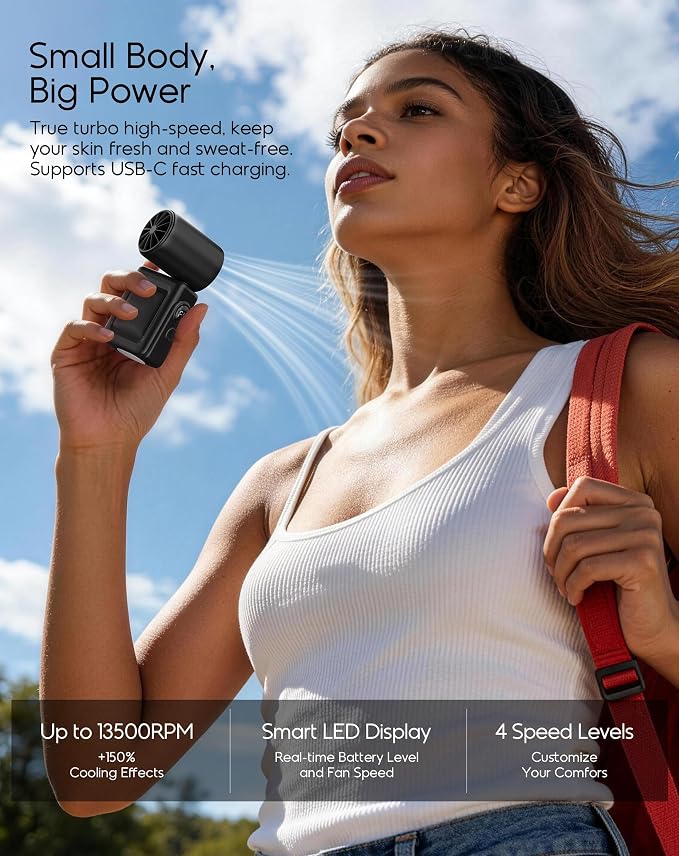 Portable Clip-On Mini Fan, Hands-Free, Turbo Personal Handheld Fans - Image 6