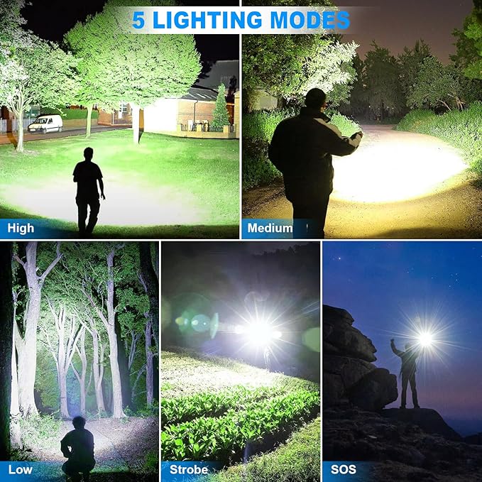 KINGCAESAR Flashlights High Lumens Rechargeable, 2 Pack 90, 000 Lumens Super - Image 5