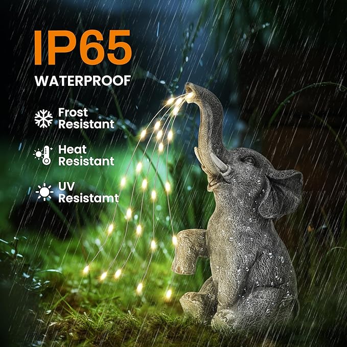 GIGALUMI Solar Garden Decor Watering Elephant Statues Outdoor, Birthday Gifts - Image 5