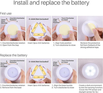 STAR-SPANGLED 6 Pack 2.8” Motion Sensor Lights Indoor AAA Battery Operated - Image 5