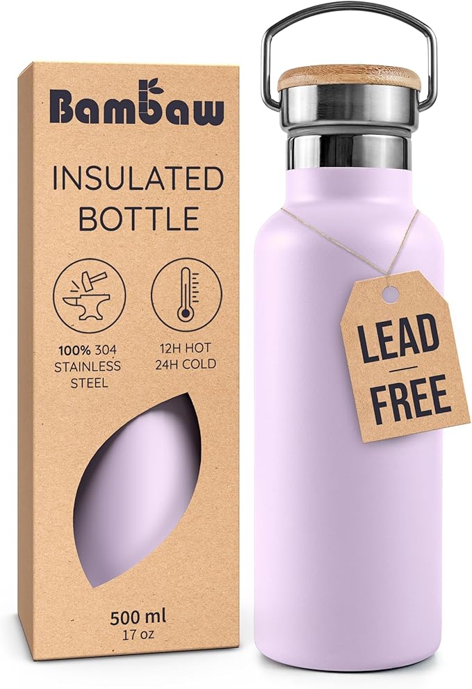 Bambaw Insulated Water Bottle 16 oz, Stainless Steel Water Bottle by Bambaw