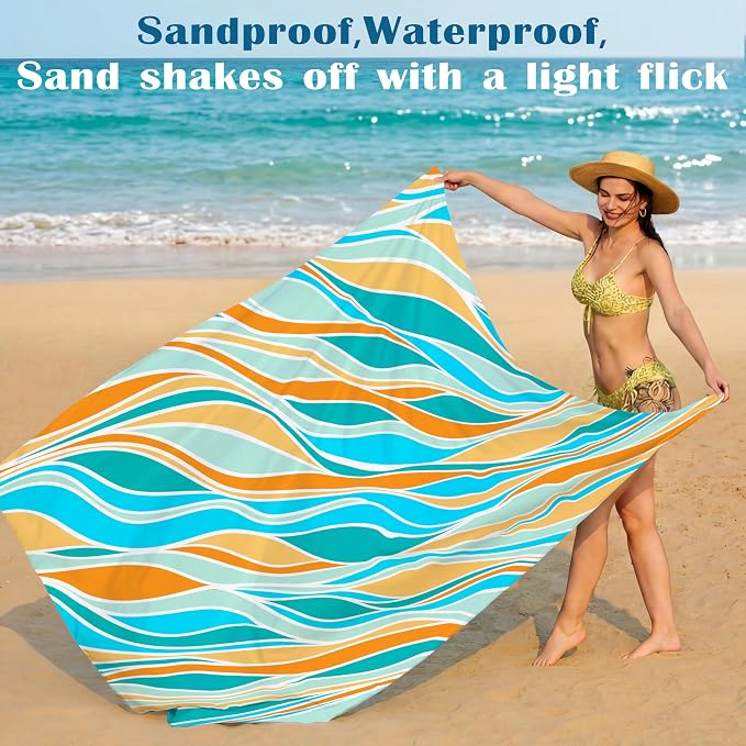 Famstar Beach Blanket Oversized Extra Large 78" X 81", Waterproof Sandproof - Image 5