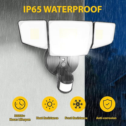 90W 10000LM LED Security Lights Motion Sensor Outdoor Lights, 4 Head Dusk to - Image 6