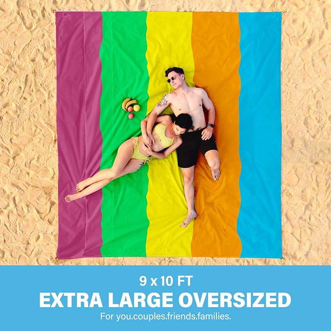Famstar Beach Blanket Oversized Extra Large 10'X 9', Waterproof Sandproof Beach - Image 2