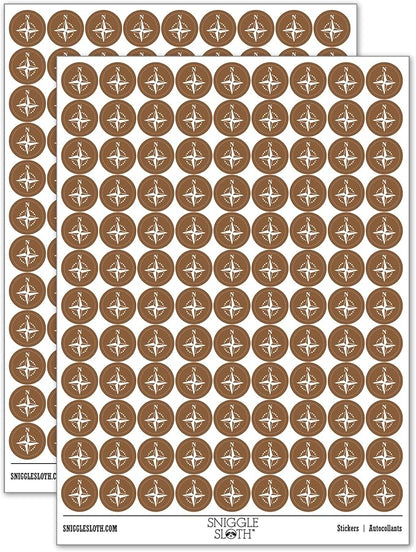Compass Rose Nautical Star Navigation Map 200+ Round Stickers by Sniggle+Sloth