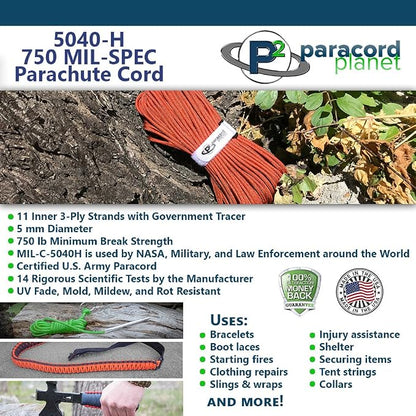 Military Survival Parachute Cord MIL-SPEC Paracord 103 Continuous Feet 750+ - Image 4