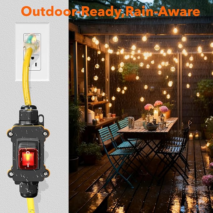 Heavy Duty Extension Cord with On/Off Switch, Outdoor Waterproof Inline Power - Image 4