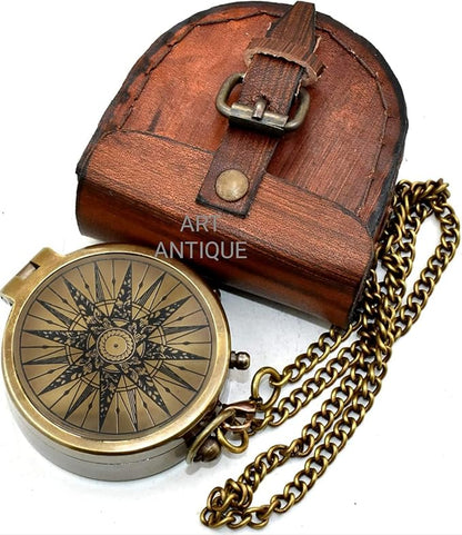 Vintage Brass Pocket Compass - Image 4
