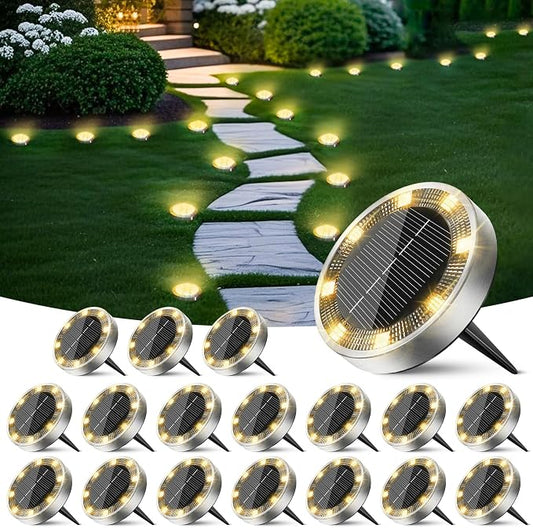 Peasur Solar Ground Lights Outdoor, 18 Pack Flat Solar Powered Disc Lights by Peasur