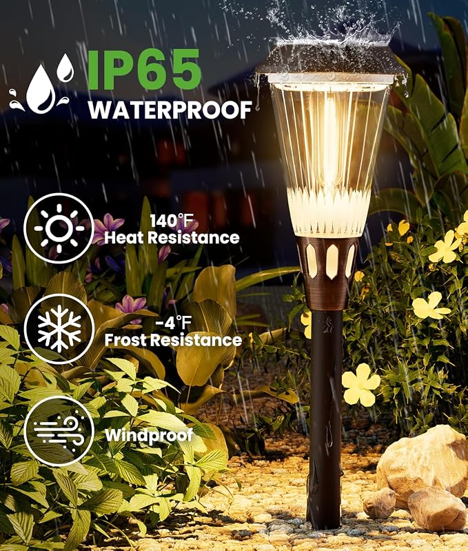 BITPOTT Solar Pathway Lights Outdoor, 8 Pack Bright 2-in-1 Warm&Cold Solar - Image 5