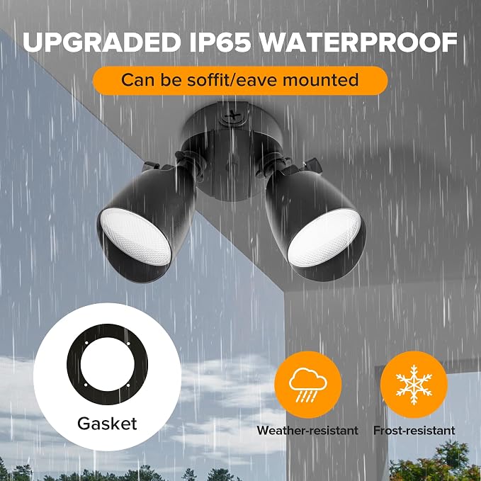 UME 2-Packs 2500 Lumen 32 Watt 28 LED Dual-Head Floodlight Outdoor, Full Metal - Image 4