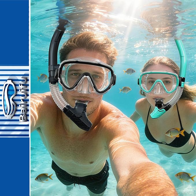Bairuifu 2-Pack Snorkel Gear for Adults | Enhanced Anti-Fog & Anti-Leak - Image 5