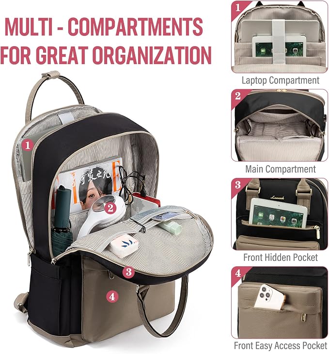 LOVEVOOK Laptop Backpack for Women Men, 17.3 Inch Laptop Bag - Image 2