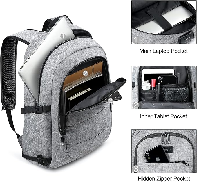 Tzowla Travel Laptop Backpack Water Resistant Anti-Theft Bag - Image 3